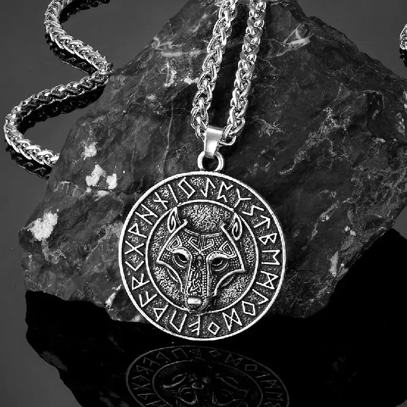 PENDRA Wolf Norse Vegvisir Necklace