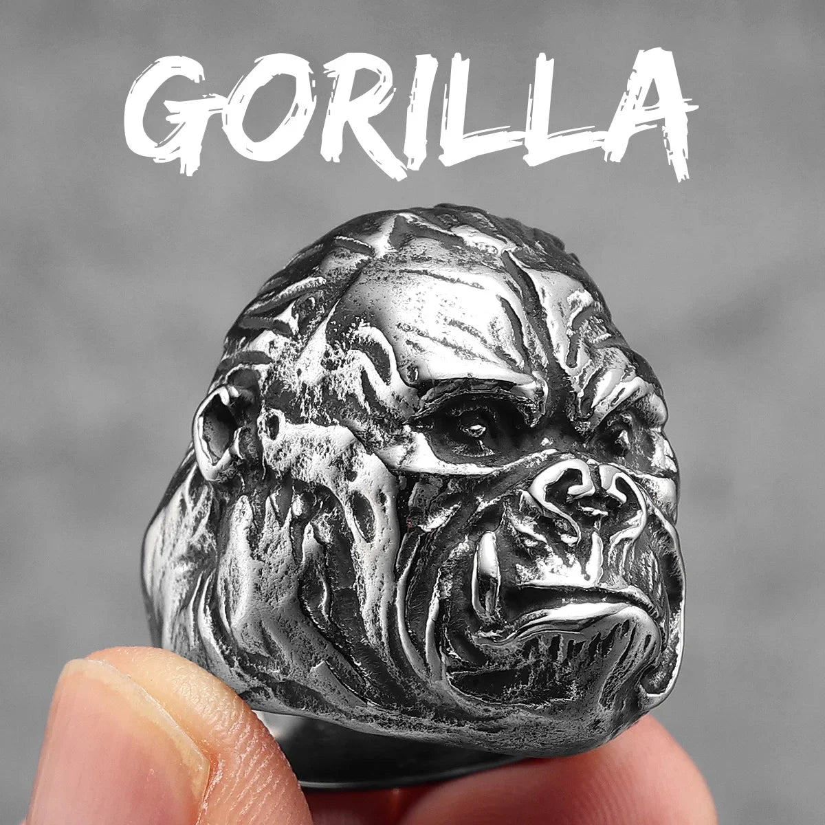PENDRA Gorilla Animal Monkey Steel Ring
