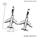 Aircraft Plane Airplane Earrings For Women Men Stainless Steel Silver Color Simple Cute Fashion Charm Dangle Ear Jewelry Gifts
