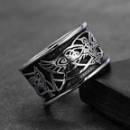 PENDRA Wolf Crow Rune Ring