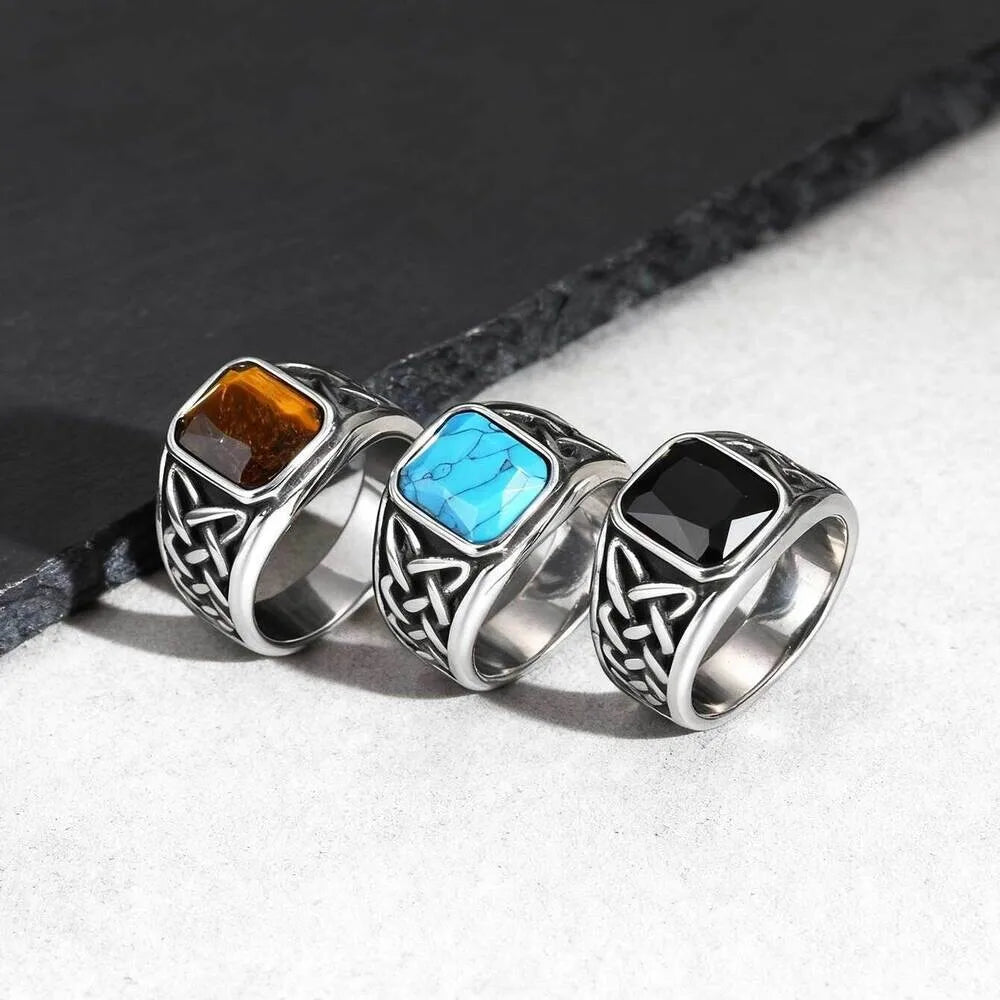 PENDRA Knot Ethnic Rock Stone Ring
