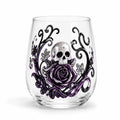 PENDRA Gothic Skull Silver-Glitter Purple-Rose Stemless Glass Tumbler