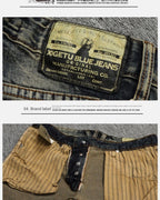 MEN FASHION Korean Style Clothes Brushed Fleece Denim Cargo Vintage Winter Straight Slim Luxury Streetwear 90s Trousers for Men