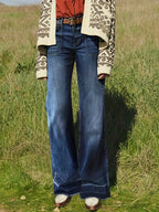 New women's high waisted elastic wide leg jeans, high-quality, fashionable, casual and comfortable jeans, suitable for daily wear
