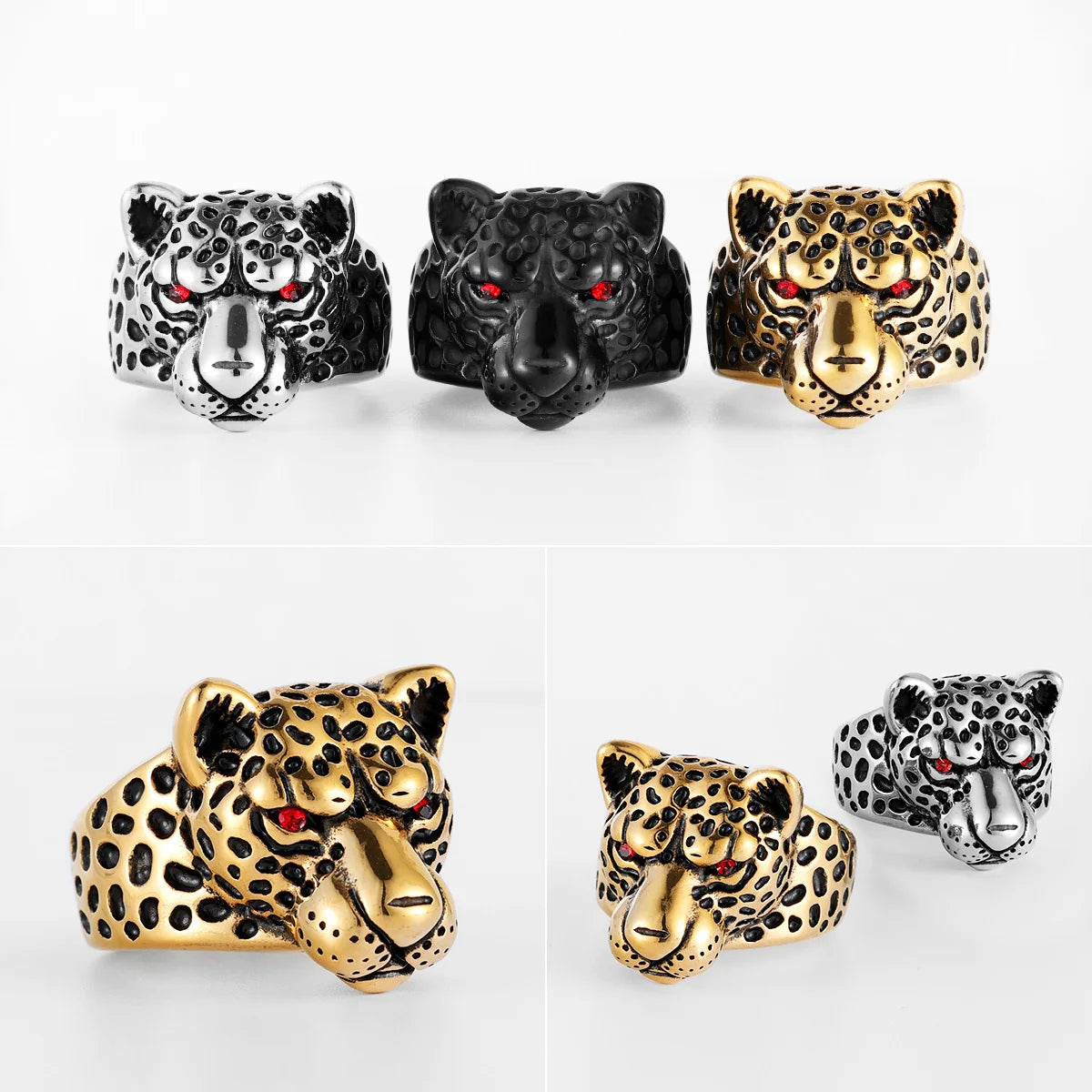 PENDRA Jaguar Leopard Animal Steel Ring