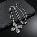 Saint Benedict Pendant Necklace for Men,Stainless Steel Religious Cross Pendant Necklace,Faith Prayer Jewelry