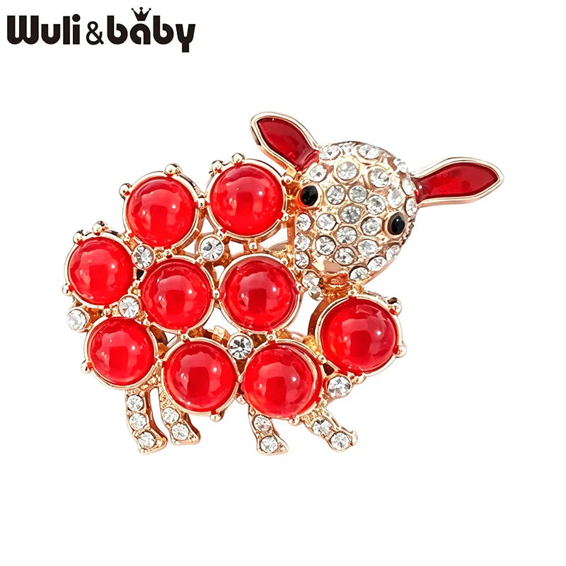 PENDRA Opal Sheep Vintage Animal Brooch