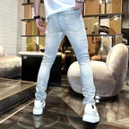 PENDRA Heavy Industry Holes Versatile Slim Distressed Ripped Denim Pants