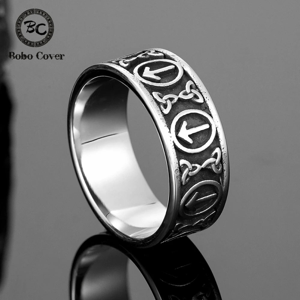 PENDRA Celtic Knot Rune Futhark Ring
