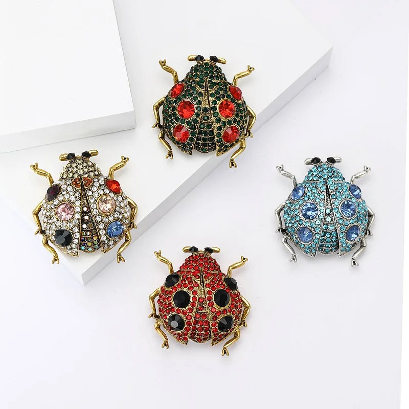PENDRA Jewel Beetle Rhinestone Insect Brooch