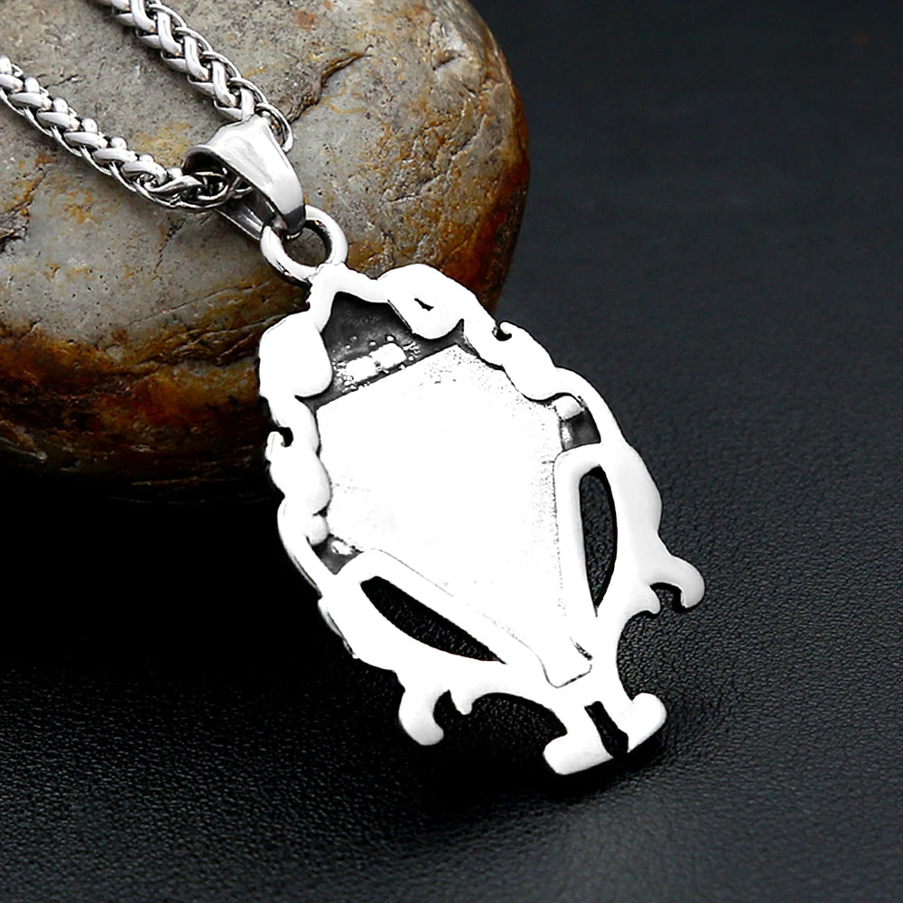 PENDRA Blackstone Vintage Stainless Steel Black Stone Necklace