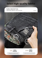 Men's Work Pants 2025 Spring Autumn Men's Casual Jeans New Slim Foot-bound Pants Explosive Street Luxury Washed Elastic Trousers