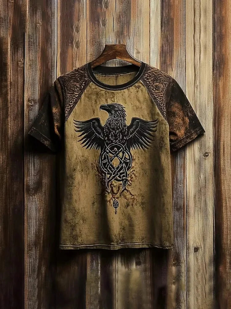 PENDRA Tribal Ethnic Rune-printed Retro Loose-fitting Short-Sleeve T-Shirt
