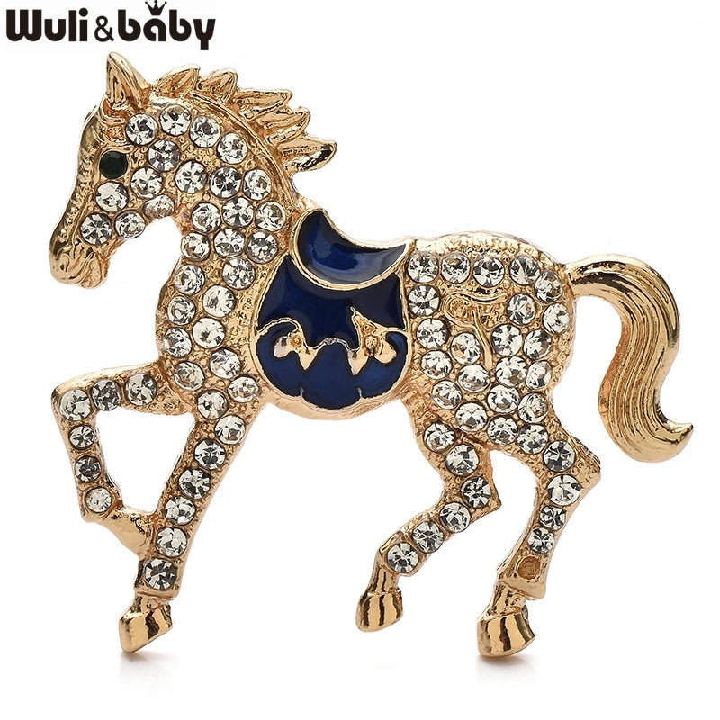Wuli&baby Rhinestone Horse Brooches For Women Men 2-color Year Of The Horse New Year Animal Party Brooch Pins Gifts