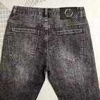High-end Hot Diamond Jeans Men's Spring and Autumn Tide Brand Slim-fitting Small Feet Tiger Print Gray Casual Men Trousers Man