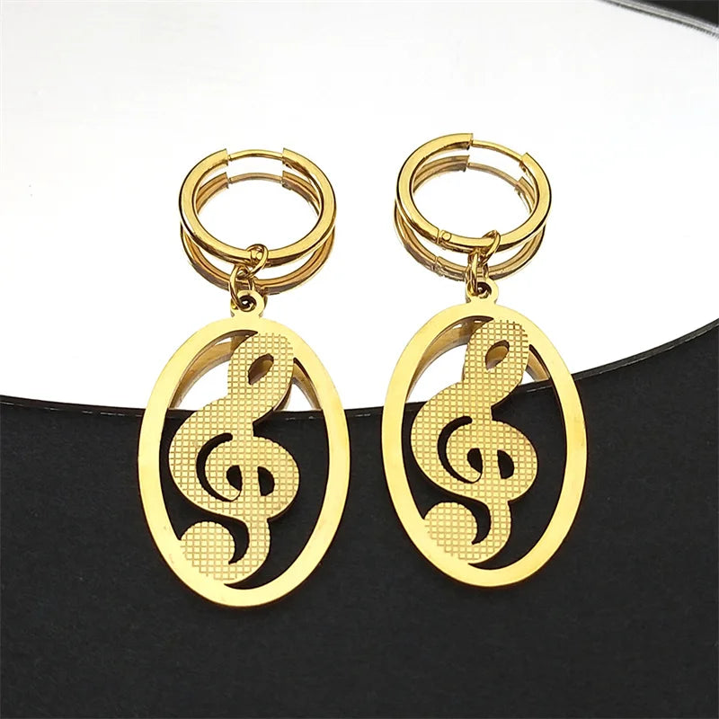 Musical Symbol Treble Clef Note Hoop Earrings for Women Men Music Lover Student Graduation Dangle Earring Jewelry E3550S06