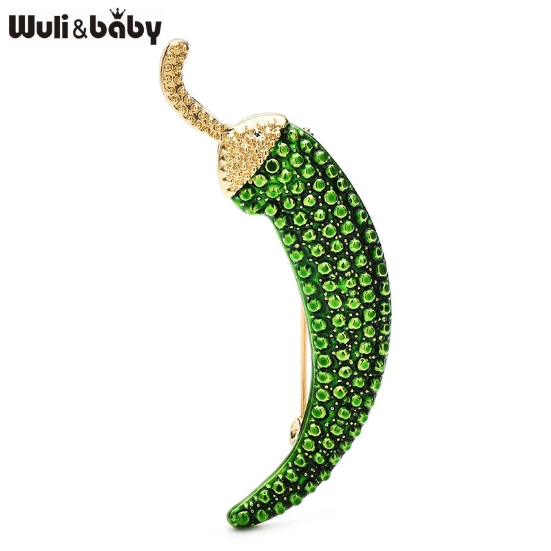 PENDRA Chili Rhinestone Pepper Brooch