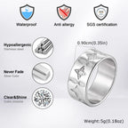 Stainless Steel Wide Band Star Ring for Men,Cubic Zirconia Five Pointed Star Rings,Vintage Punk Unisex Finger Ring Jewelry Gift