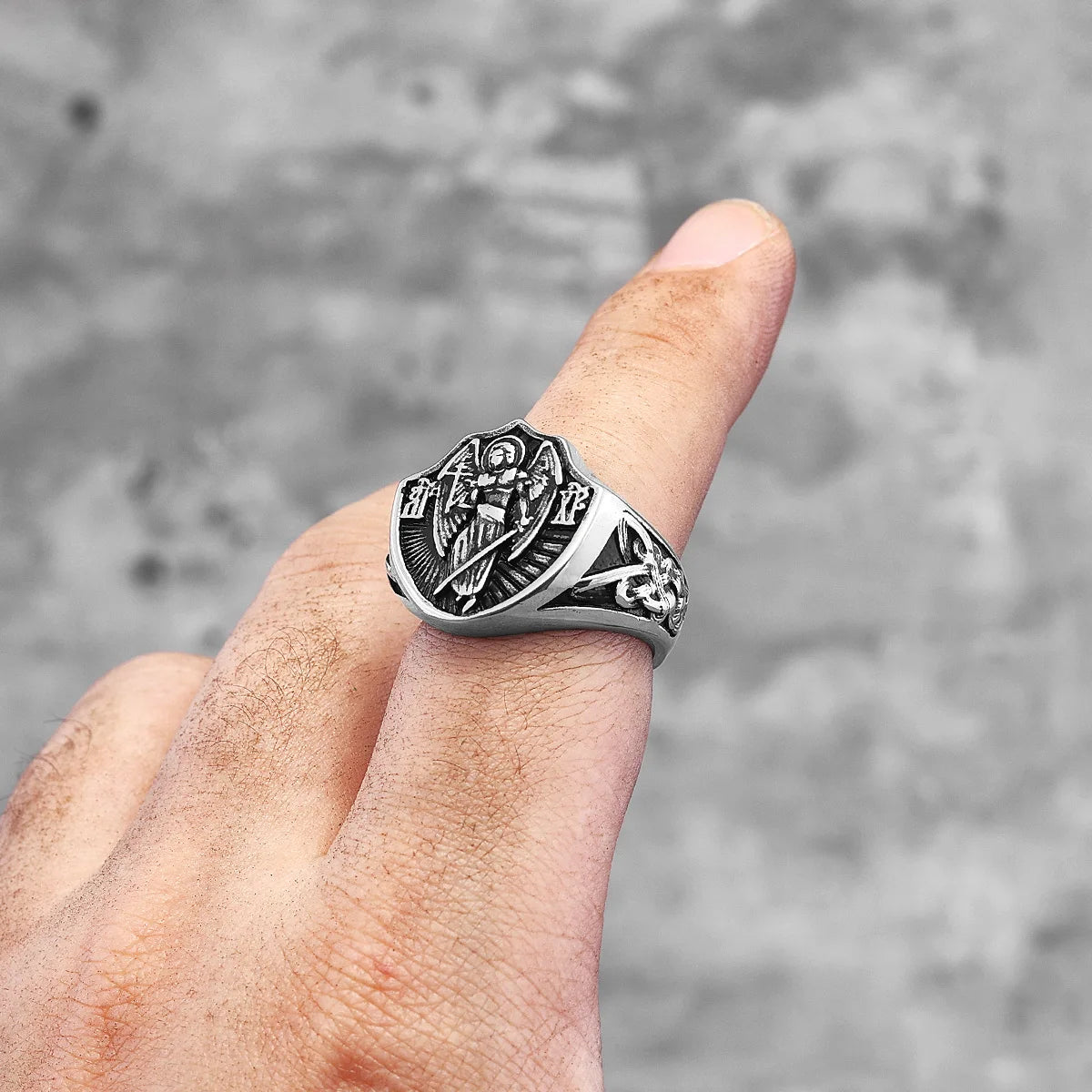 PENDRA Archangel St Michael Steel Ring