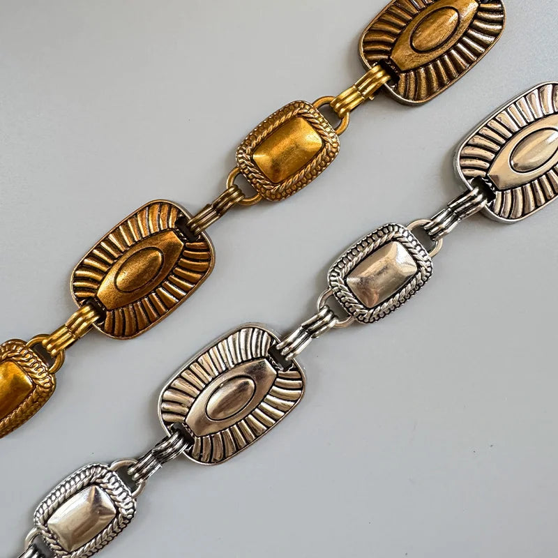 Western Cowboy Punk Women's Waist Chain Vintage Style High Quality Luxury Designer Golden Metal Belt Female Fashion Body Jewelry