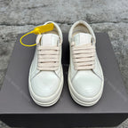PENDRA Ivory Leather White Leather Low-Top Thick-Sole Platform Sneakers