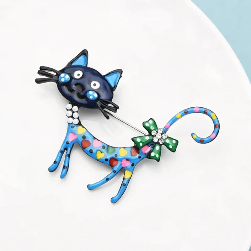 PENDRA Bloomcat 2-Color Enamel Cat Brooch