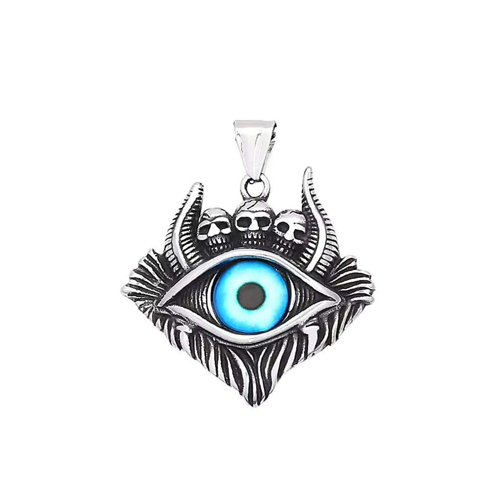 PENDRA Demoneye Blue Stainless Steel Demon Eye Pendant