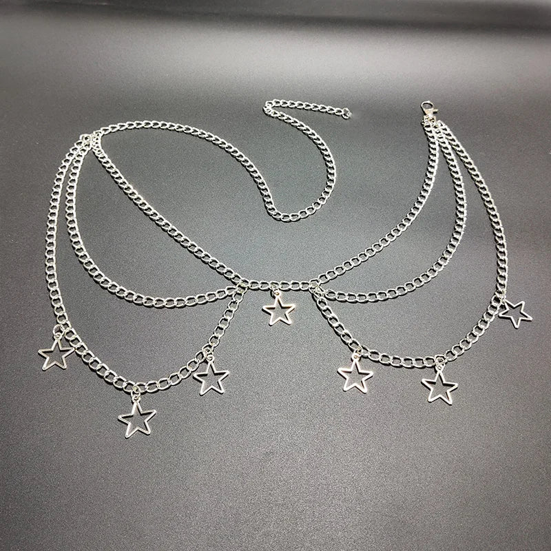 Vintage-Inspired Multi-Layer Metal Waist Chain With Hollow Cross Pendant - Sexy Body Accessory For Women Necklaces For Women