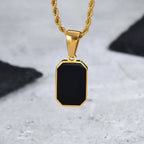 PENDRA Square Enamel Rectangle Pendant Necklace