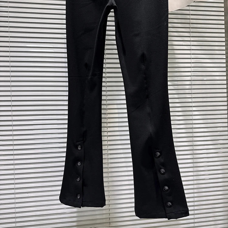 PENDRA Bowback High Waist Straight PU Leather Pants