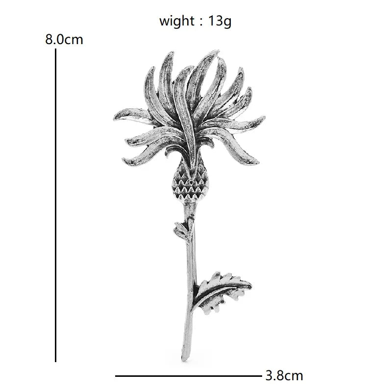 PENDRA Briar Vintage Thistle 2-Color Metal Flower Brooch