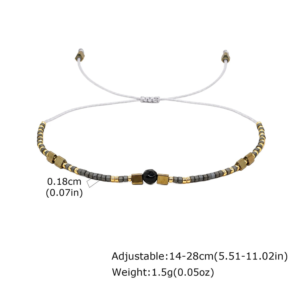 1/2/3pcs Boho Beaded Bracelets for Men,Handmade Mini Gold Color Stainless Steel Beads Glass Seeds Wristband,Summer Jewelry