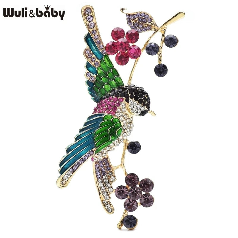 PENDRA Hummingara Full-Crystal Hummingbird Brooch