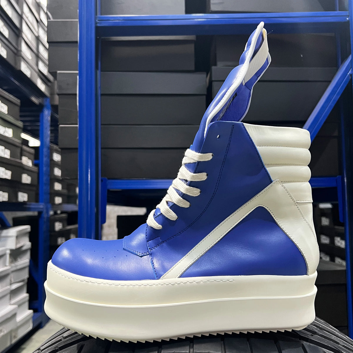 Royal Designer Women's Ankle Boot 6cm High Platform Casual Luxury Men's Shoe Blue Geobasket Leather Zip Flat Street Style