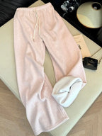 Thick and Gentle Pink Soft Sports Pants Women in Winter New High Waist Slim and Comfortable Versatile Casual Floor Pants