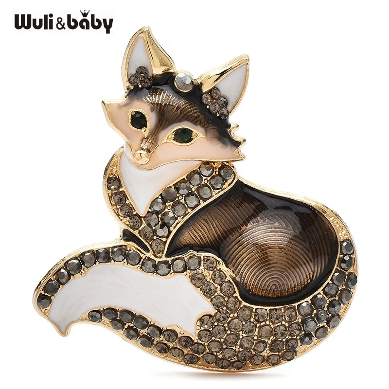 PENDRA Vulpina Rhinestone Fox Brooch