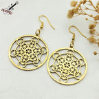 Sacred Geometry Metatron Cube Big Hoop Earrings for Women Stainless Steel Gold Color Amulet Chakra Round Hollow Earrings Jewelry