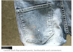 Summer Luxury Trendy Brand Denim Shorts Men's Pants Ripped Slim-fitting Elastic Washed Japanese Embroidery Patch Medium Pants
