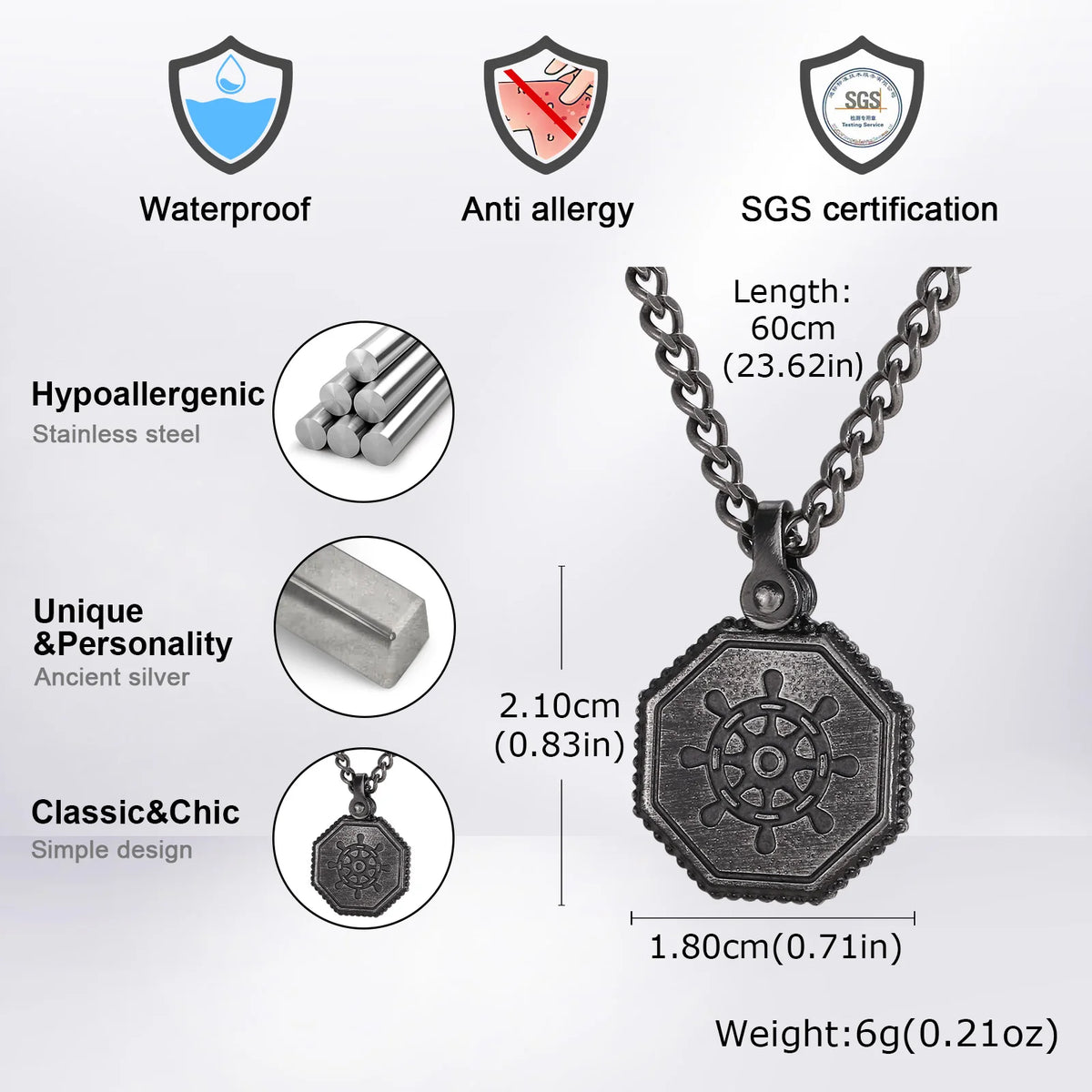 PENDRA Ship Wheel Pendant Necklace