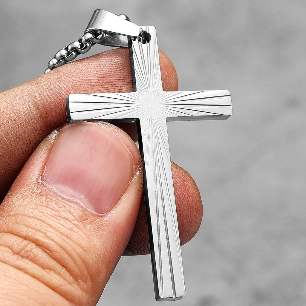 PENDRA Refract Light Cross Steel Necklace
