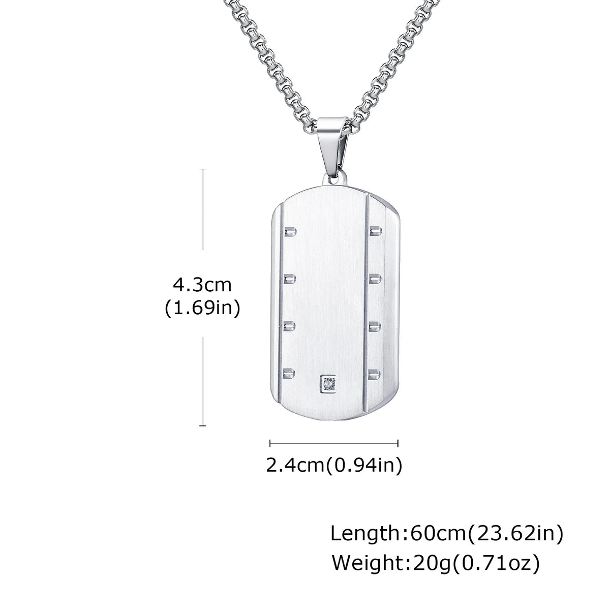 Trendy Dull Polish Dog Tag Necklace for Men,Waterproof Stainless Steel Square Pendant Necklace,Male Military Jewelry Gift
