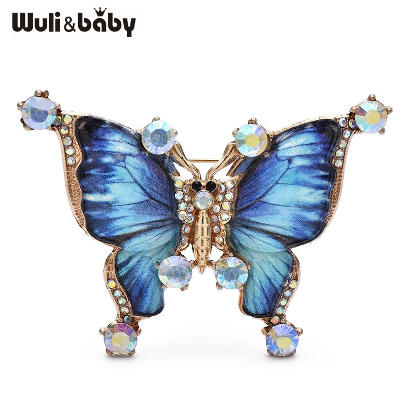 Wuli&baby Vintage Beautiful Butterfly Brooches 4-color Enamel Insects Brooch For Women's Clothes Backpack Pins Gifts