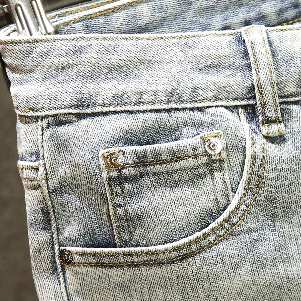 2025 Summer Ripped Jeans Men's Slim-fitting Small Feet Elastic Trousers Trendy Brand Fashion Scratched Patch Cargo Beggar Pants
