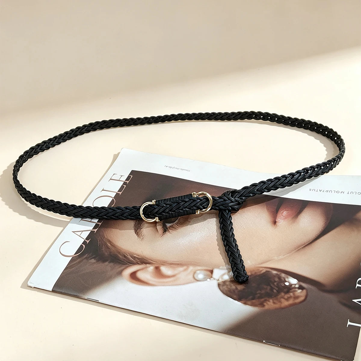PULeather Braided Thin Belt For Woman Dress Shirt Decorative Girdles Strap Fashion Pin Buckle Female Waistband Ladies Waist Rope