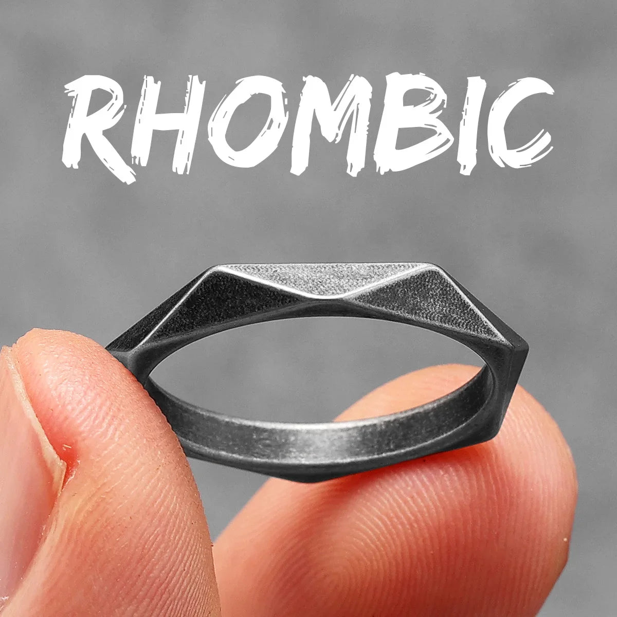 PENDRA Rhombic Cut Rock Steel Ring