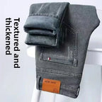 Denim Winter Velvet Thickened Slim-fitting Small Feet Elastic Casual Warm Men's Pants Cotton Trousers Jeans for Men Streetwear