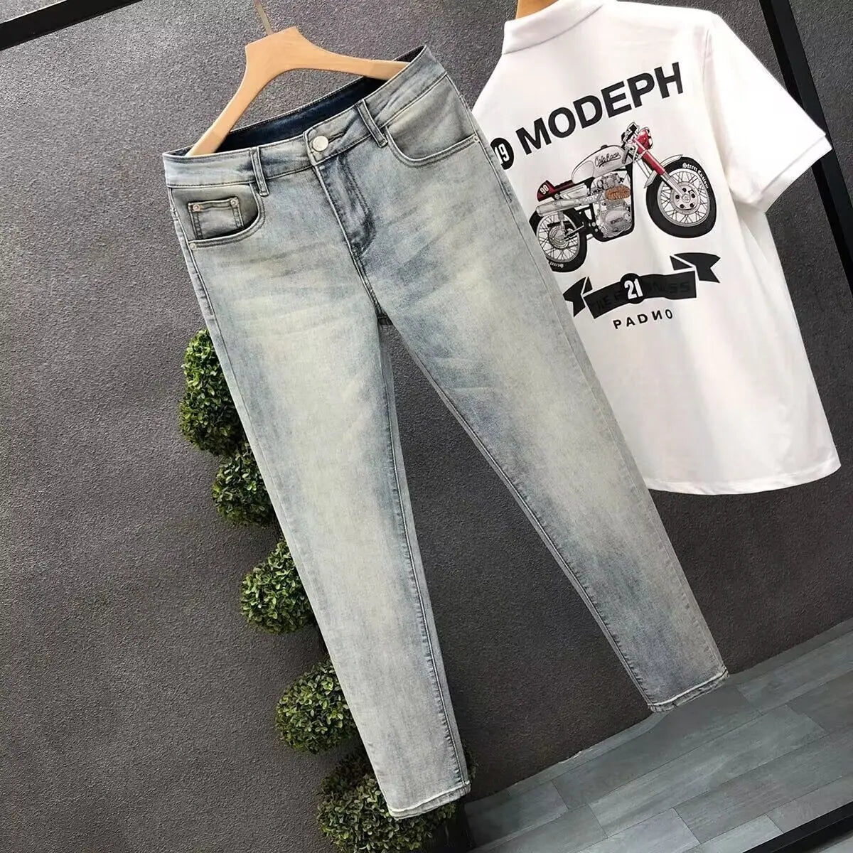 PENDRA Denim Washed Fit Trousers
