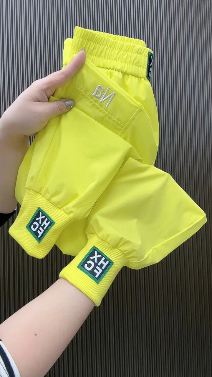 Fashion Summer Harem Pants Female 2025 New Letter Women's Sports Pants Quick Dry Tie Feet Elastic Waist Casual Trousers