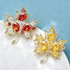 PENDRA Maple Crystal 2-Color Leaf Flower Brooch