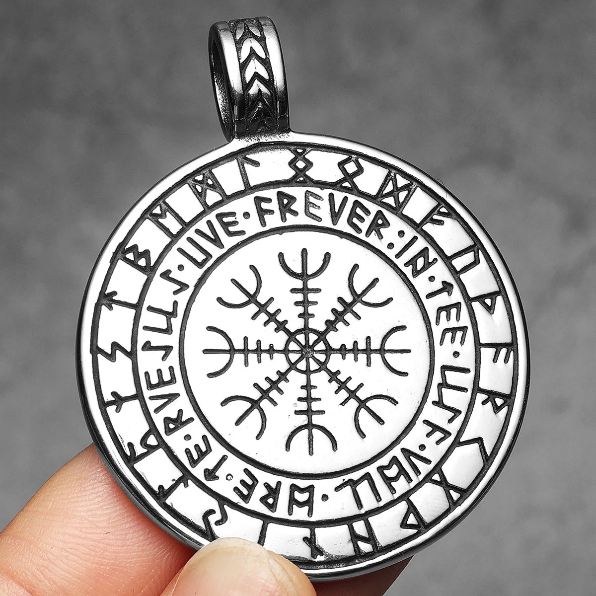PENDRA Wolf Runes Ferocious Steel Necklace